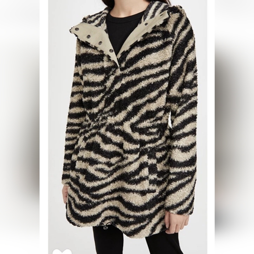 varley ♡ whitfield pullover jacket anthropologie zebra xs safari boho wild